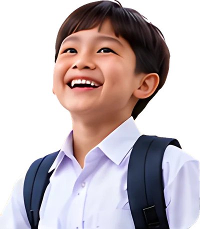 Siswa SD tersenyum